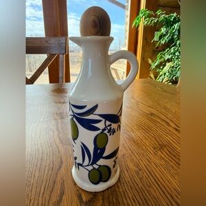 Ceramic Olive Oil Dispenser with Blue and Green Design